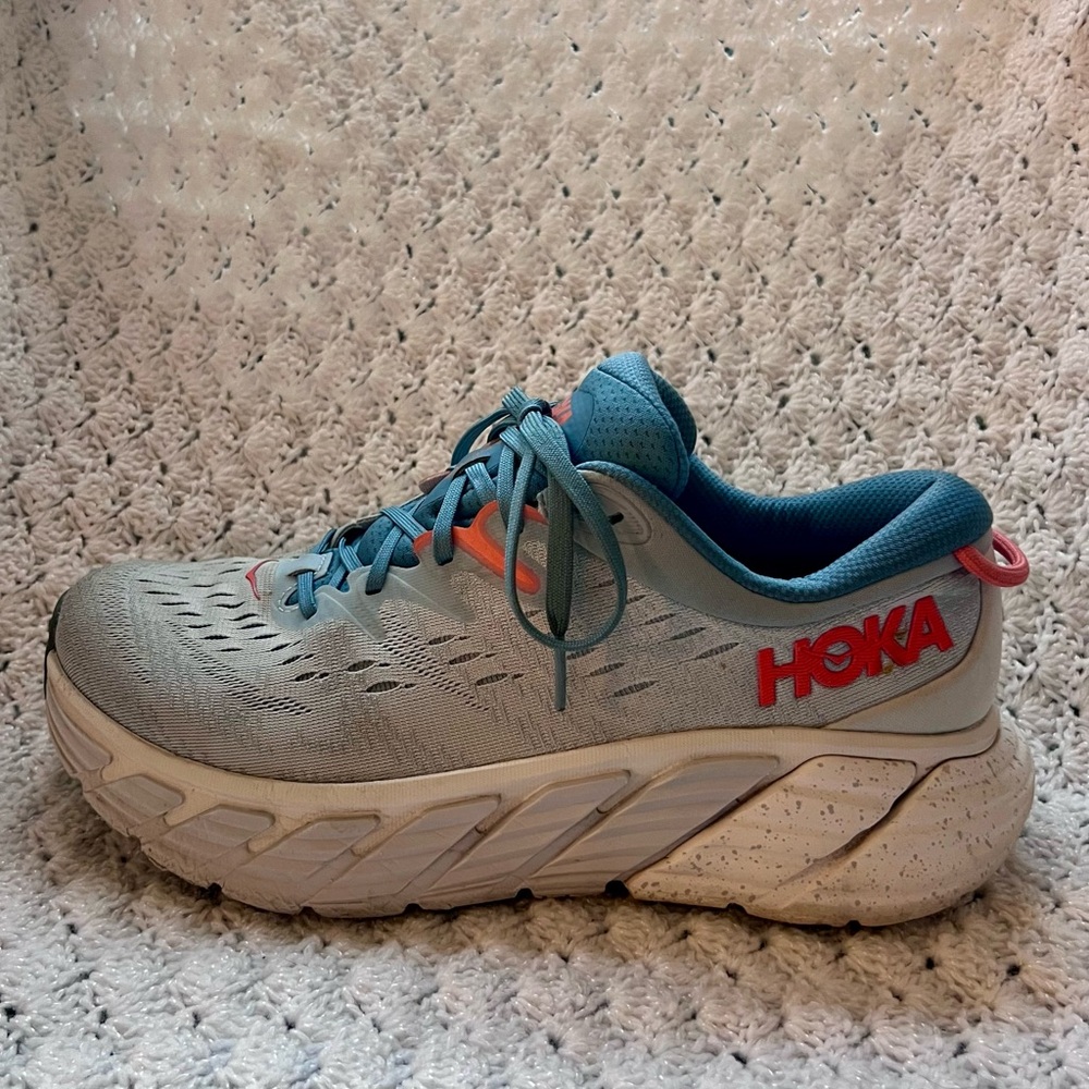 HOKA Gaviota 4 running shoes - blue fog/ plein air women’s wide width size 9.5 - Picture 4 of 16